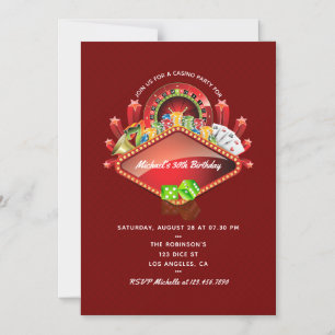 Invitation Magnétique Fête d'anniversaire au casino