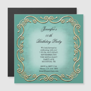 Invitation Magnétique Fête d'anniversaire de défilement antique de jolie