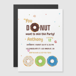 Invitation Magnétique Fête d'anniversaire de Donut