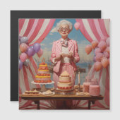 Invitation Magnétique Fête d'anniversaire de la Dame rose (Devant / Derrière)