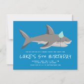 Invitation Magnétique Fête d'anniversaire des enfants cool Shark Blue (Recto)