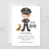 Invitation Magnétique Fête d'anniversaire garçon roux thème Police (Recto)