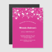 Invitation Magnétique fête d'anniversaire hot rose blanc étoiles fille l (Devant / Derrière)