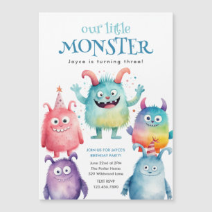 Invitation Magnétique Fête d'anniversaire Little Monster pour enfants