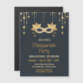 Invitation Magnétique Fête d'anniversaire Masquerade moderne (Devant / Derrière)