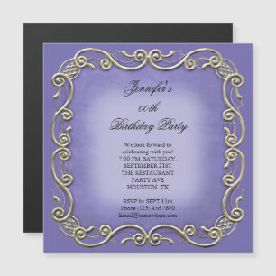 Invitation Magnétique Fête d'anniversaire Stunning Améthyste Antique Scr
