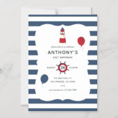 Invitation Magnétique Fête d'anniversaire sur le thème nautique (Recto)