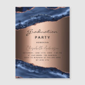 Invitation Magnétique Fête de fin d'études bleu agate or rose luxe (Devant)