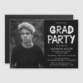 Invitation Magnétique Fête de graduation de peinture au Spray blanc mode (Devant / Derrière)