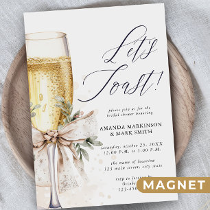 Invitation Magnétique Fête de mariage hivernale Champagne : Trinquons