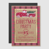 Invitation Magnétique Fête de Noël à la campagne rustique avec camionnet (Devant / Derrière)