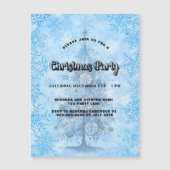 Invitation Magnétique Fête de Noël bleu arbre de neige luxe (Devant)