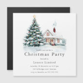 Invitation Magnétique Fête de Noël de l'Arbre et de la Neige (Devant / Derrière)