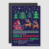 Invitation Magnétique Fête de Noël de Noël de Motif laide (Devant / Derrière)
