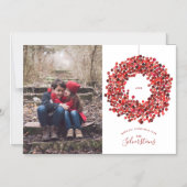 Invitation Magnétique Fête de Noël des baies d'aquarelle (Recto)