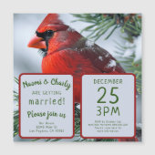 Invitation Magnétique Fête de Noël du Cardinal d'hiver RIP Bird (Devant)