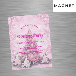 Invitation Magnétique Fête de Noël Pink tree snowflèches de luxe