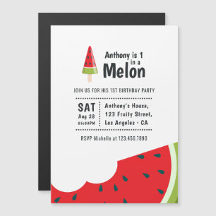 Invitation Magnétique Fête de premier anniversaire One in a Melon