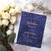 Invitation Magnétique Fête de remise de diplôme bleu marine année étoile