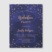 Invitation Magnétique Fête de remise de diplôme bleu marine année étoile (Devant)