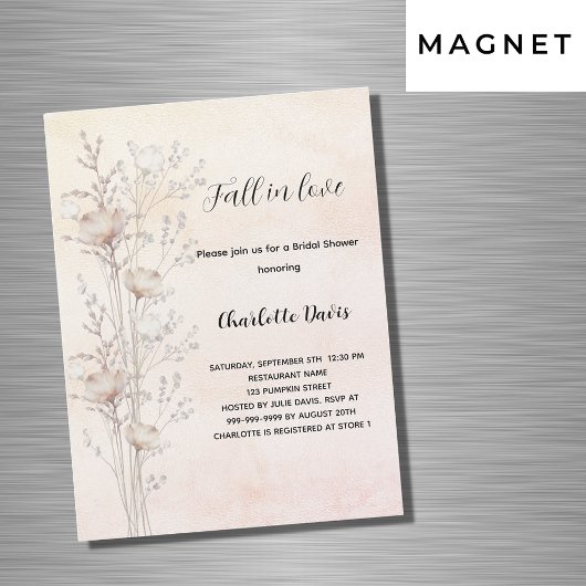 Invitation Magnétique Fête des mariées crème fleurs sauvages tomber amou