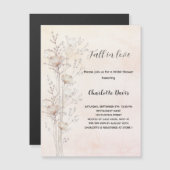 Invitation Magnétique Fête des mariées crème fleurs sauvages tomber amou (Devant / Derrière)
