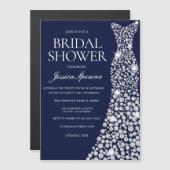 Invitation Magnétique Fête des mariées de robe Diamant Blanc (Devant / Derrière)