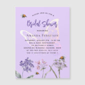 Invitation Magnétique Fête des mariées fleur sauvage violet papillon lux (Devant)