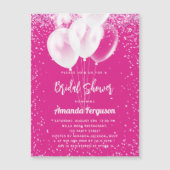 Invitation Magnétique Fête des mariées hot rose blanc ballons luxe (Devant)