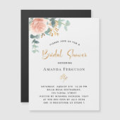 Invitation Magnétique Fête des mariées rose or eucalyptus verdure luxe (Devant / Derrière)