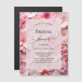 Invitation Magnétique Fête des mariées rose pâle fleurs luxe (Devant / Derrière)