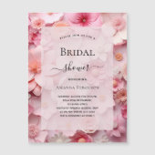 Invitation Magnétique Fête des mariées rose pâle fleurs luxe (Devant)