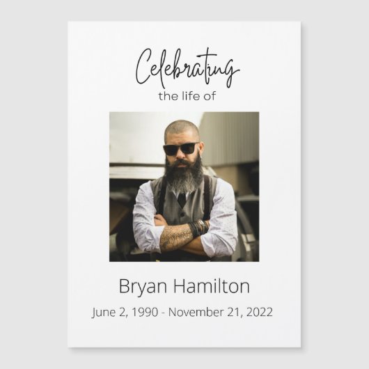 Invitation Magnétique Fête funéraire simple de la vie (Devant)