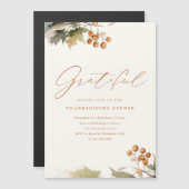 Invitation Magnétique Feuillage de verdure de dîner de Thanksgiving rust (Devant / Derrière)