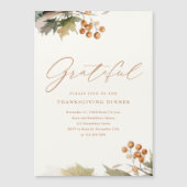 Invitation Magnétique Feuillage de verdure de dîner de Thanksgiving rust (Devant)