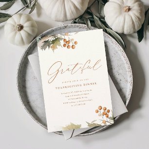 Invitation Magnétique Feuillage de verdure de dîner de Thanksgiving rust