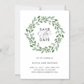 Invitation Magnétique Feuillage Minimaliste | Économisez la Date de Mari (Recto)