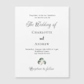 Invitation Magnétique feuillage vert mariage ginkgo feuillets script sim (Devant)