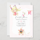 Invitation Magnétique Fille princesse rose et or 2ème anniversaire (Recto)