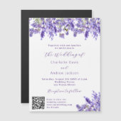 Invitation Magnétique Fils de lavande QR RSVP détails mariage de luxe (Devant / Derrière)