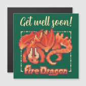 Invitation Magnétique Fire Dragon pixel art Get well soon (Devant / Derrière)