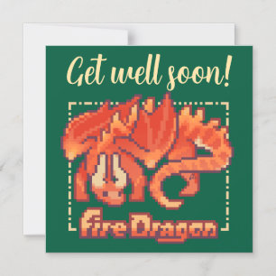 Invitation Magnétique Fire Dragon pixel art Get well soon