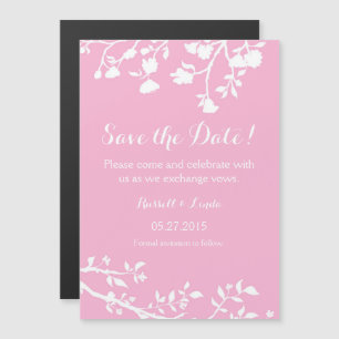 Invitation Magnétique Fleur Blanche Rose Enregistrer l'aimant Date