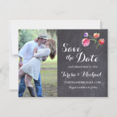 Invitation Magnétique Fleur d'aquarelle Chalkboard Enregistrer l'aimant  (Recto)