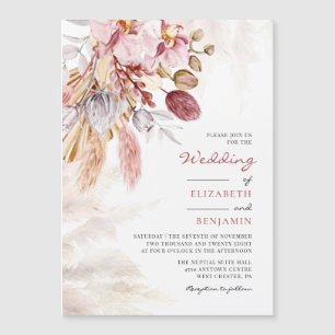 Invitation Magnétique Fleur de Tan Herbe de Pampas Terre Cuite Mariage