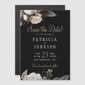 Invitation Magnétique Fleurs blanches d'hiver mariage élégant enregistre (Devant / Derrière)