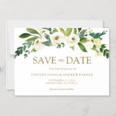 Invitation Magnétique Fleurs Blanches Fleurissant Mariage Épargnez La Da (Recto)