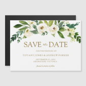 Invitation Magnétique Fleurs Blanches Fleurissant Mariage Sauver La Date (Devant / Derrière)