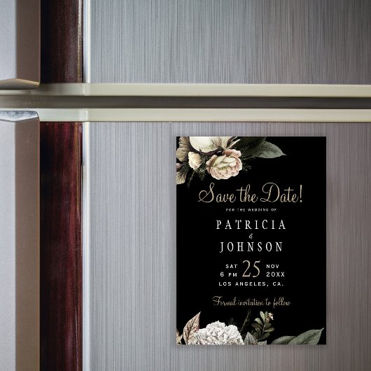 Invitation Magnétique Fleurs blanches hivernales élégantes pour le carto