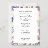 Invitation Magnétique Fleurs bleues, Fleurs violettes, Baby Shower (Recto)